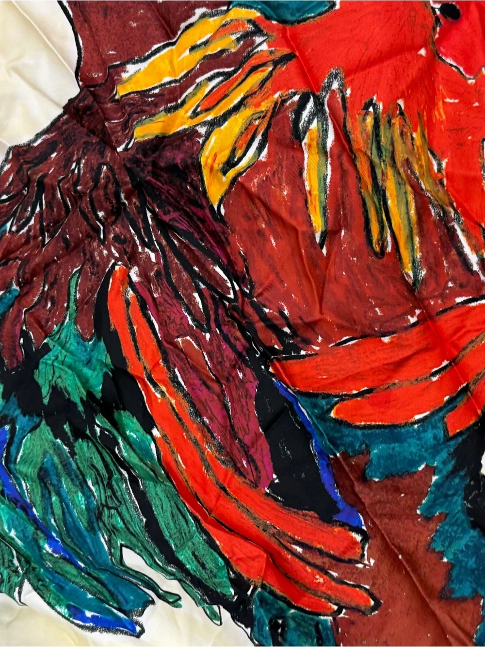 Burberry Multicolor Silk Scarf with Rooster 100% silk made in Italy